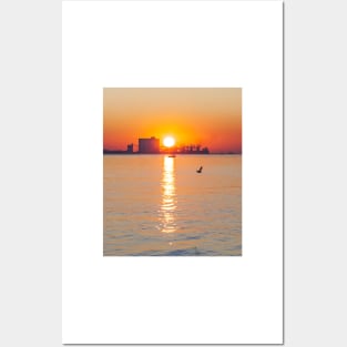 sunset . Lisbon. Tagus river. Rio Tejo Posters and Art